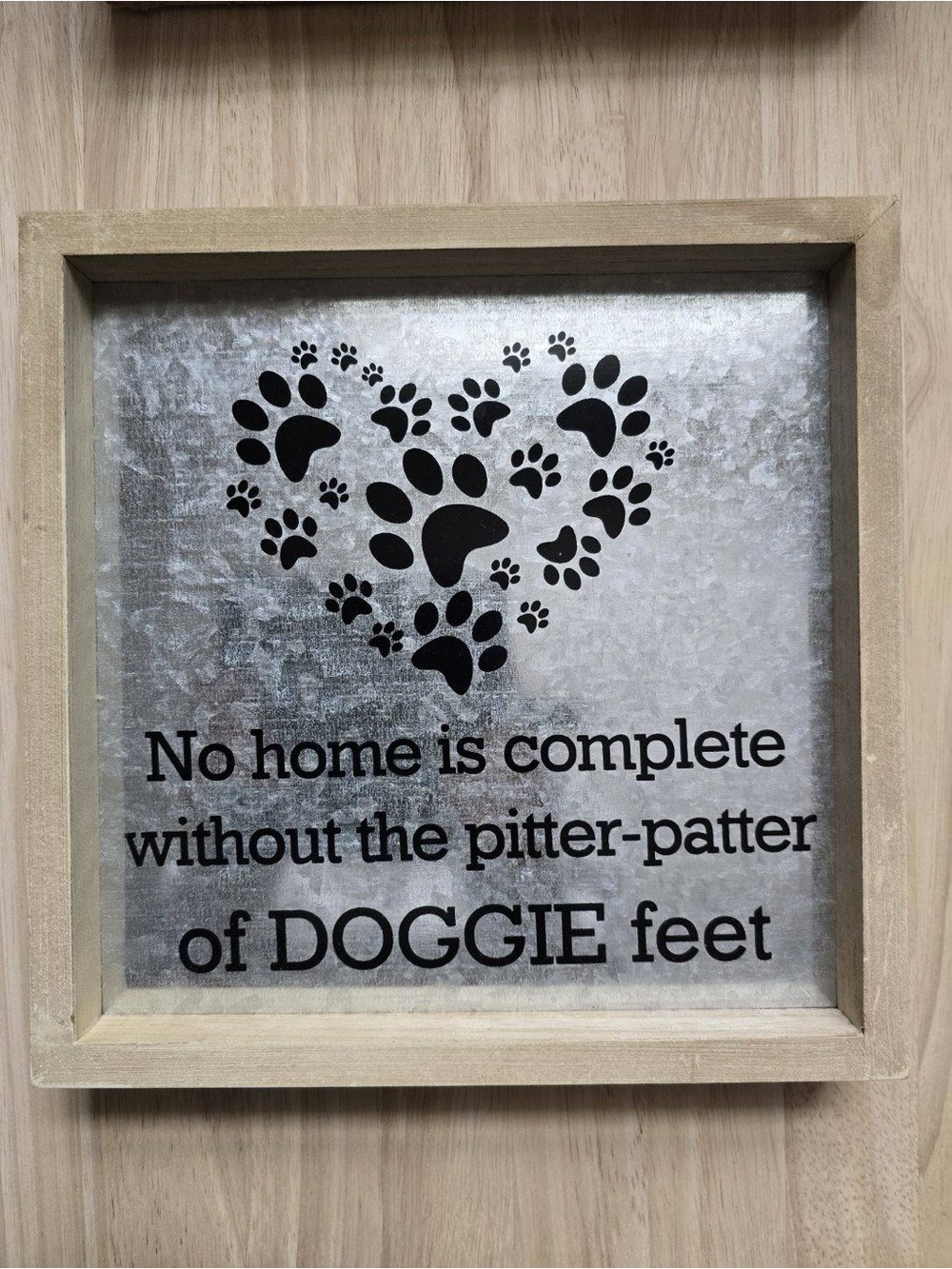 Doggie Feet Wall Sign - Paw Heart Metal Plaque